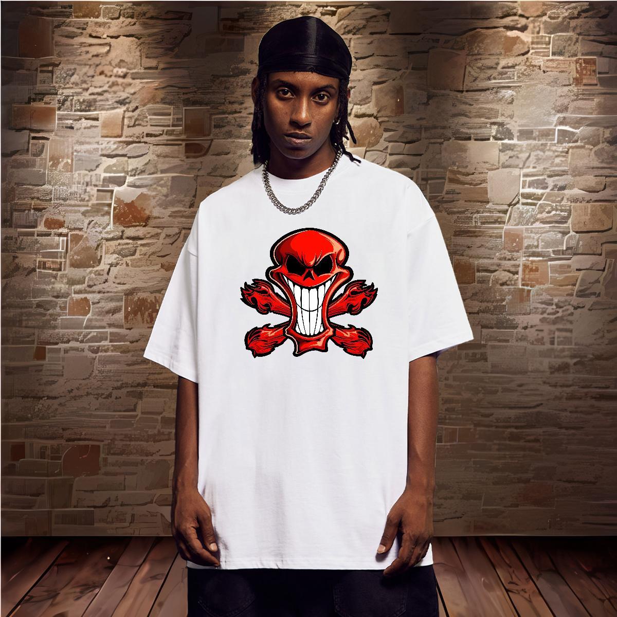 Unisex Men T Shirts 230g Pure Cotton monster Beach Black Oversized Breathable Short Sleeve Mens Tshirts 2024 Summer Tops Shirt