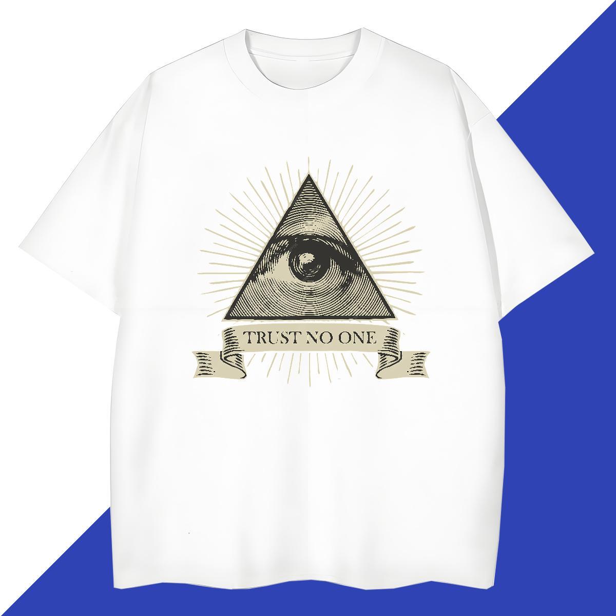 Classic T-Shirts for Men 230g Pure Cotton eye of the devil Spring Summer DIY Printed Breathable Crew Neck Tshirts Fashion New Tops
