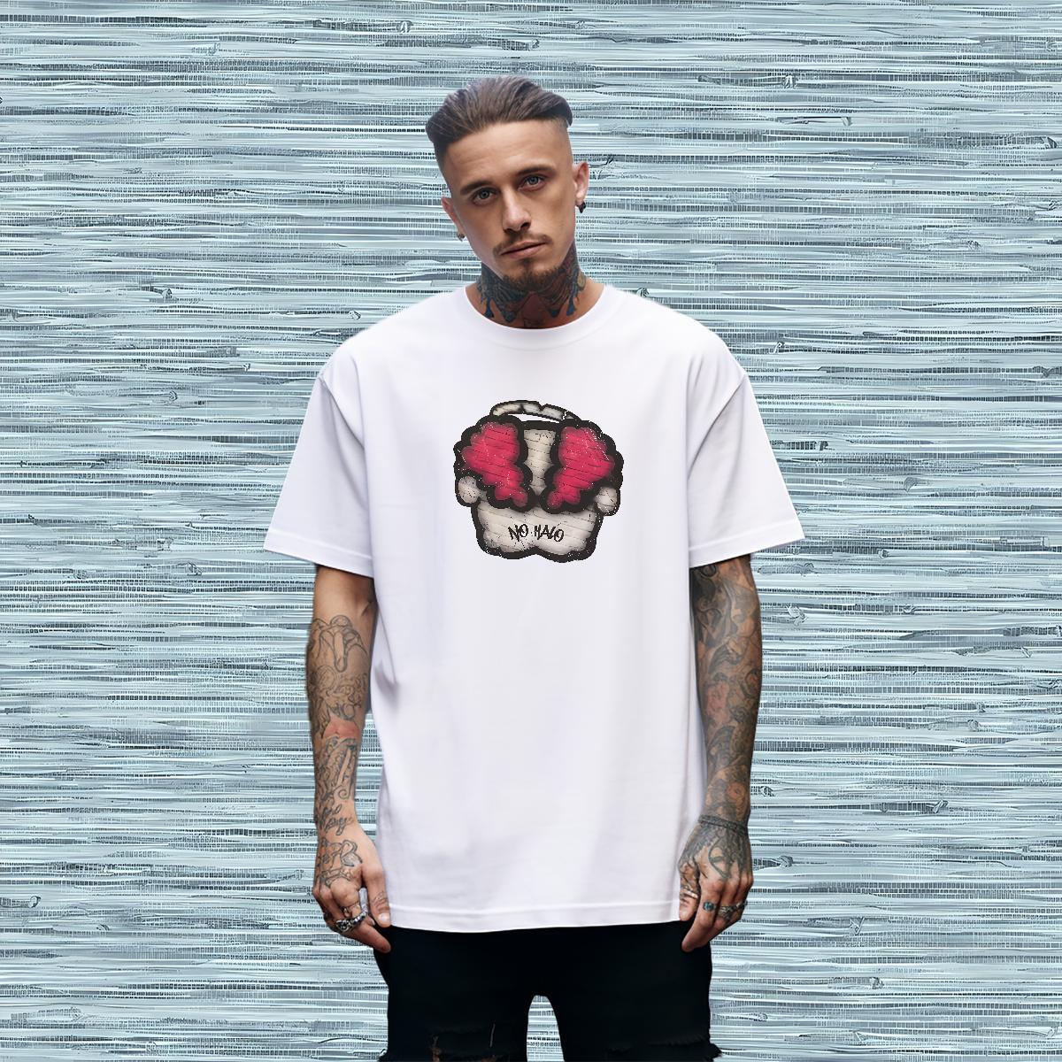 Free Shipping T-Shirts 100% Cotton 230g skull Street wear Hip Hop Cartoon Printing L-4XL O-Neck Short Sleeve Men Tops Tees Brand Wear