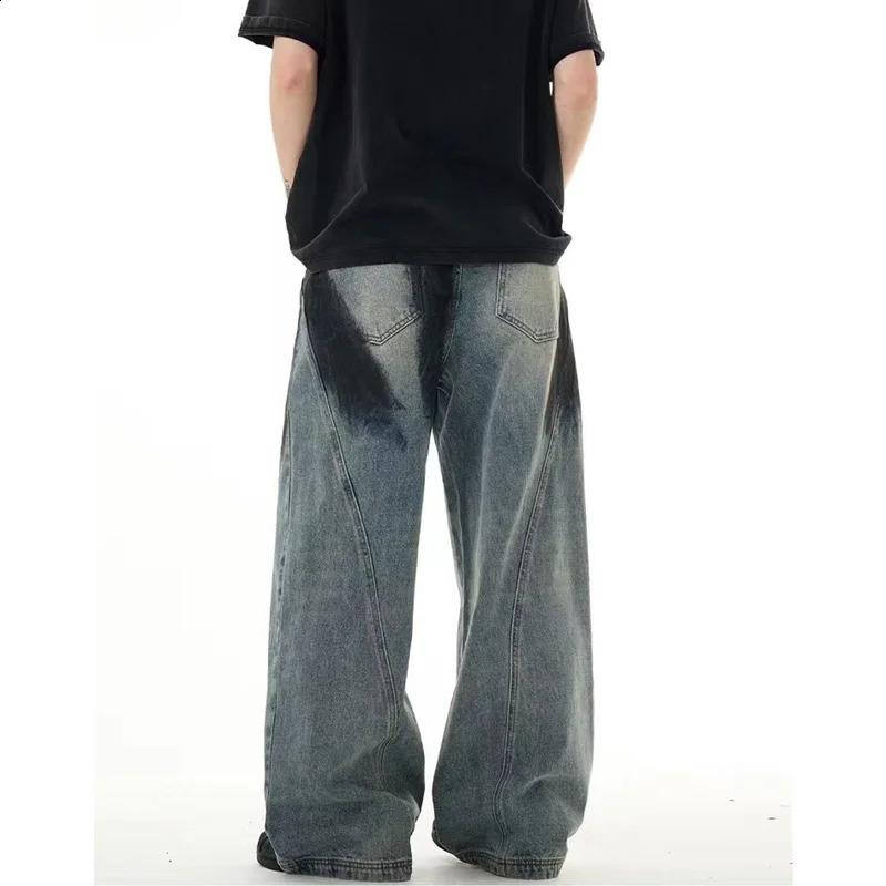 Vintage high waisted luggage jeans Y2k punk hiphop ripped Harajuku womens rock wide leg lazy pants streetwear 240823