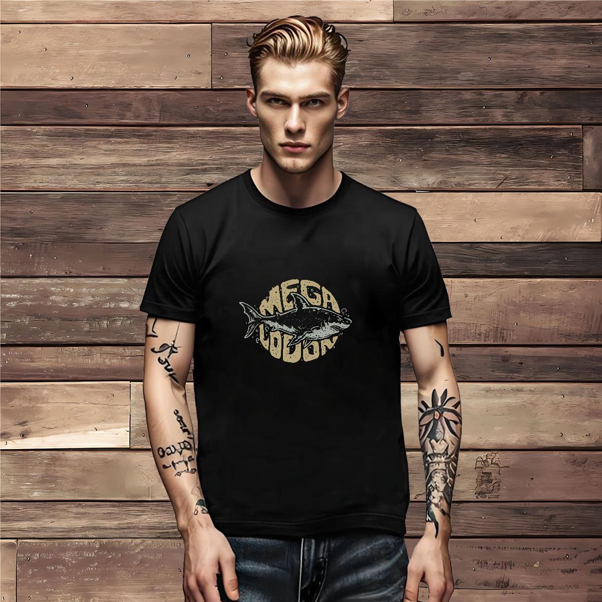 2024 New Men Tees fish Hip Hop Street 230g 100% Cotton Tops Tees O Neck Short Sleeves Cool T Shirt For Man Custom Anime