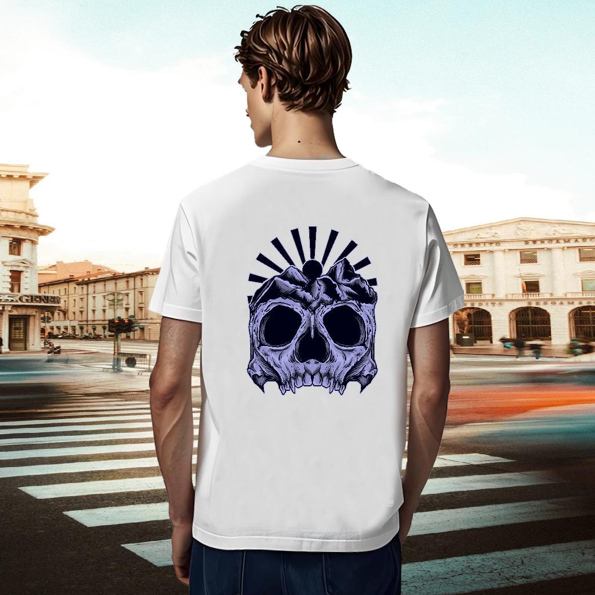 Unisex T Shirts Men 230g Pure Cotton skull High Street Hip Hop Anime Print Breathable Mens Tshirts Free Shipping Polos