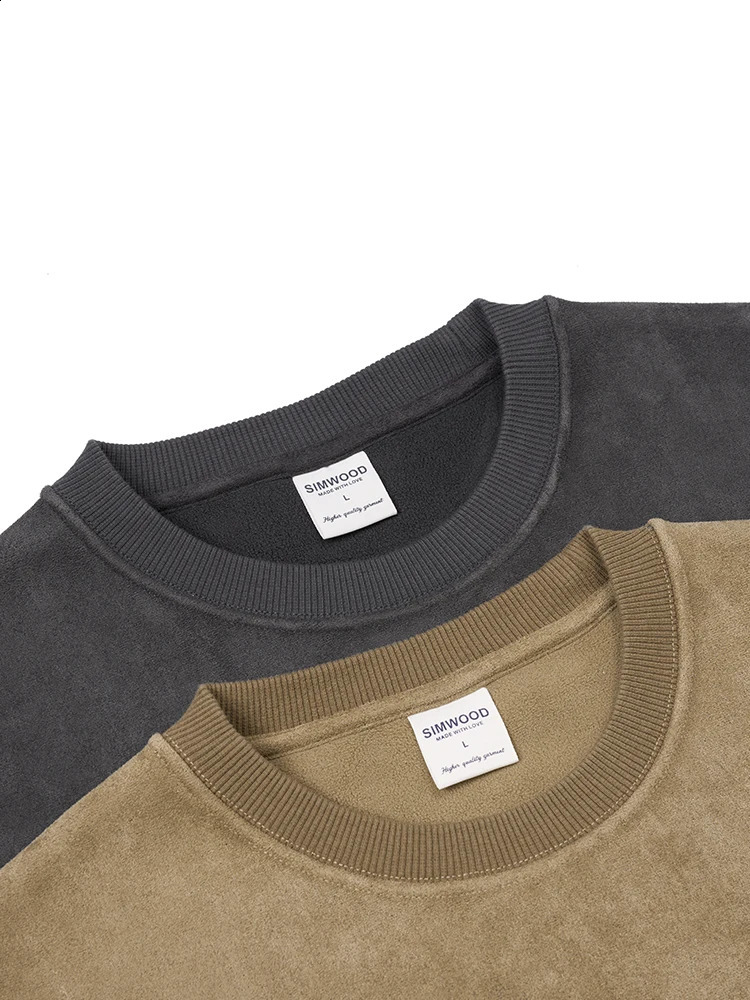 Autumn Collection 420gsm Suede Fabric Warm Wool Lining Sweater Mens Extra Large Retro Hoodie 240823