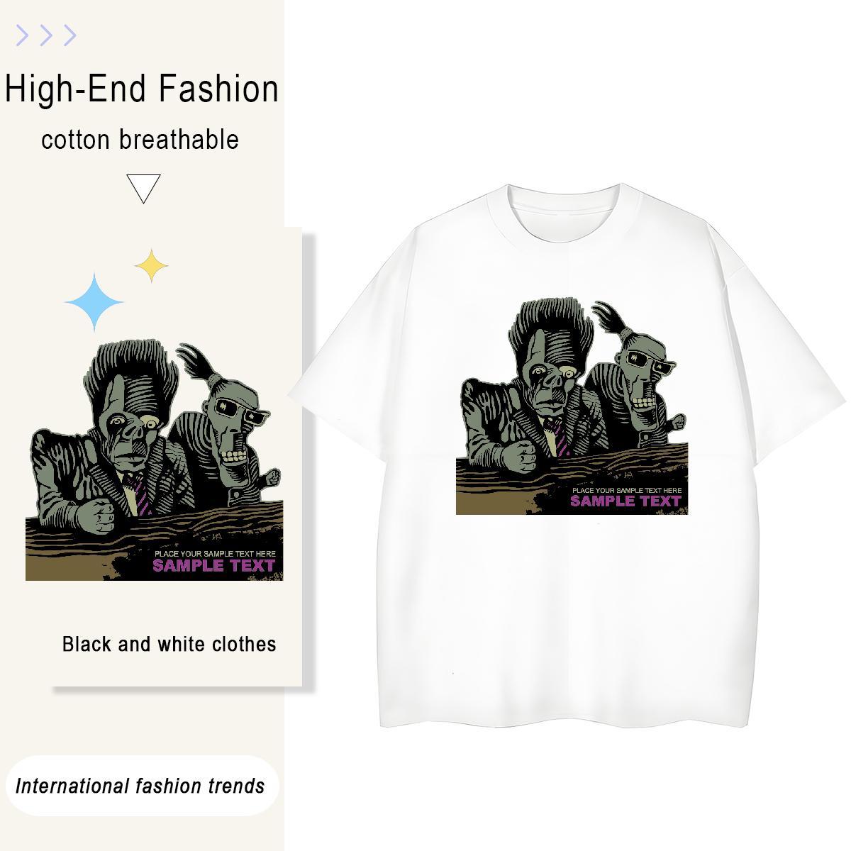 Loose fit Woman Tshirt 230g Pure Cotton scary Sports Street Wear Women T Shirts Breathable Short Sleeve Oversized Tops