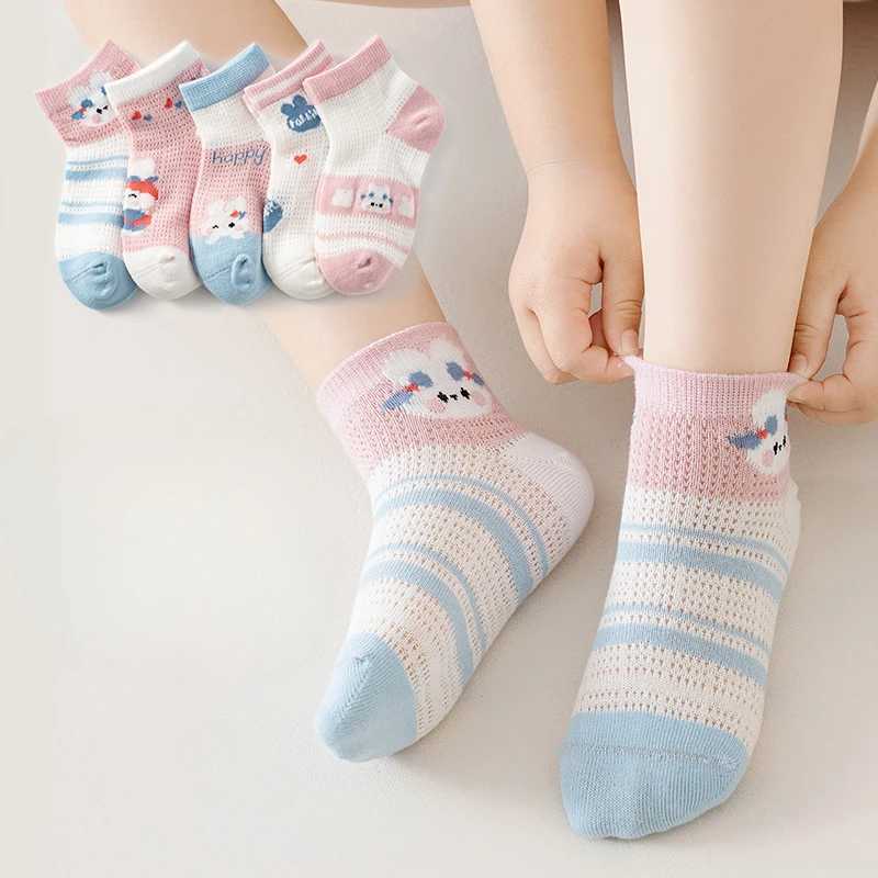 5Pairs/lot Children Socks for Girls Cotton Cute Outdoor Travel Sports Socks Cartoon Animal Causual Sports Clothes Accessories CL240824