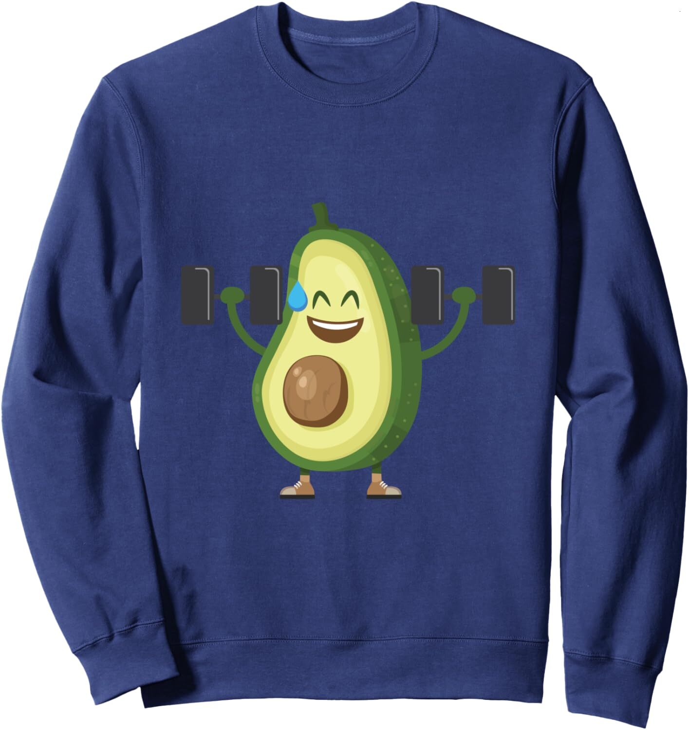 Long Sleeve Shirts For Men Sweatshirt Happy Avocado Lifting Weights Workout, Funny Cartoon Sweatshirt T Shirt Tee Streetwear Casual Tops Clothes Free 