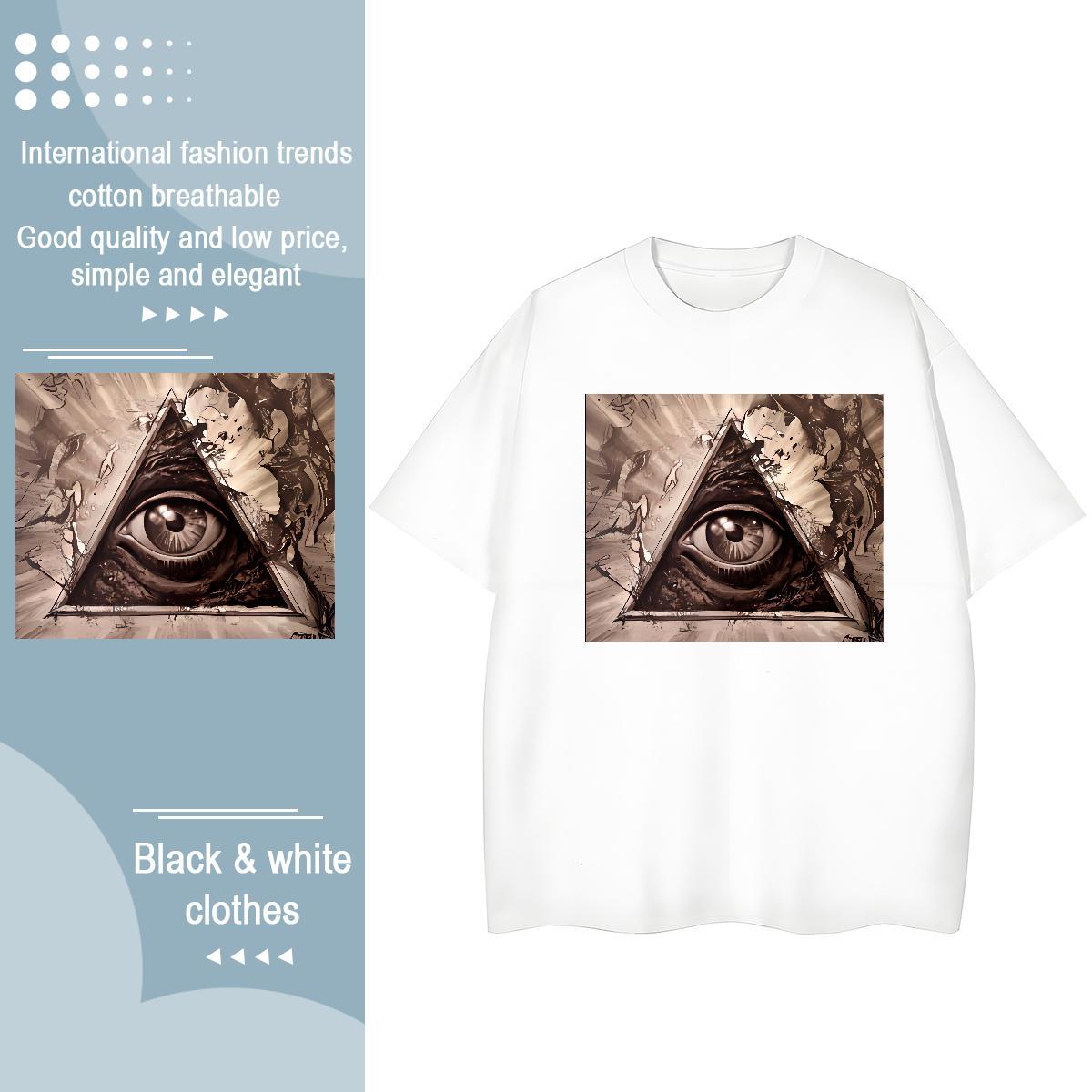 TOP Quality T-Shirts for Men 230g Pure Cotton eye of the devil Summer Casual Anime Breathable Soft Men Tees Fashion Design Polos