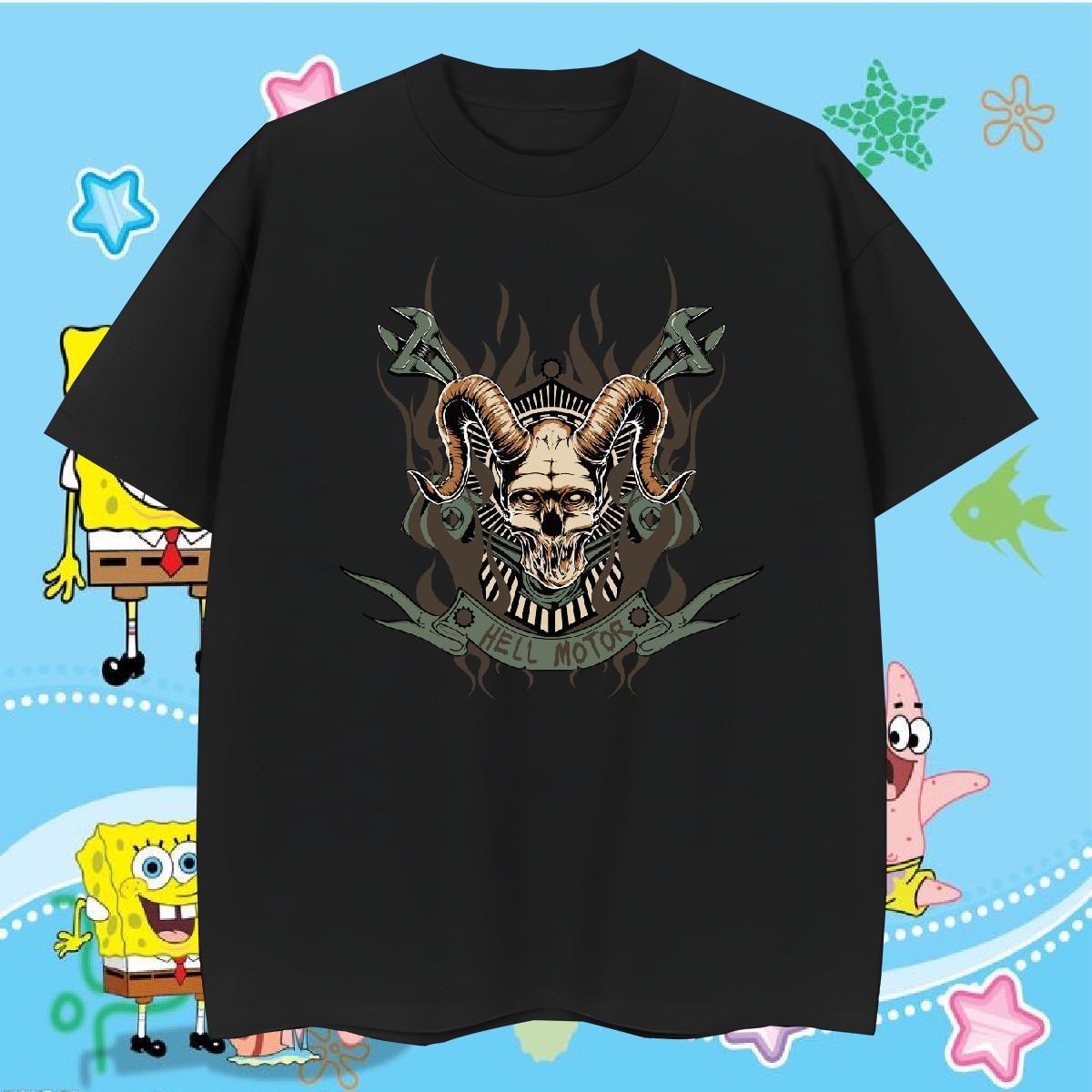Fashion Tshirts shape Street 230g 100% Cotton Tees Shirts Breathable Crew Neck Wholesale T Shirt For Man Skull