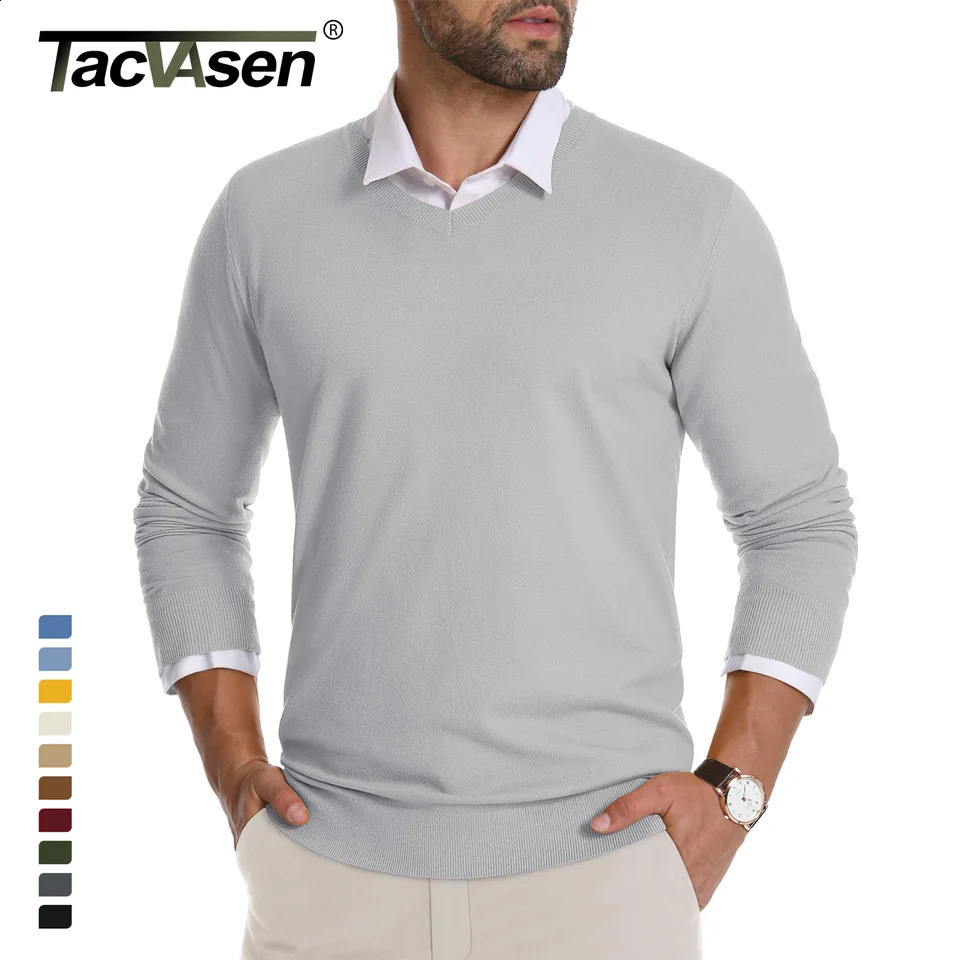 Takvason autumn knitted sweater with floral pattern for men Vneck slim fit casual thick long sleeved 240824