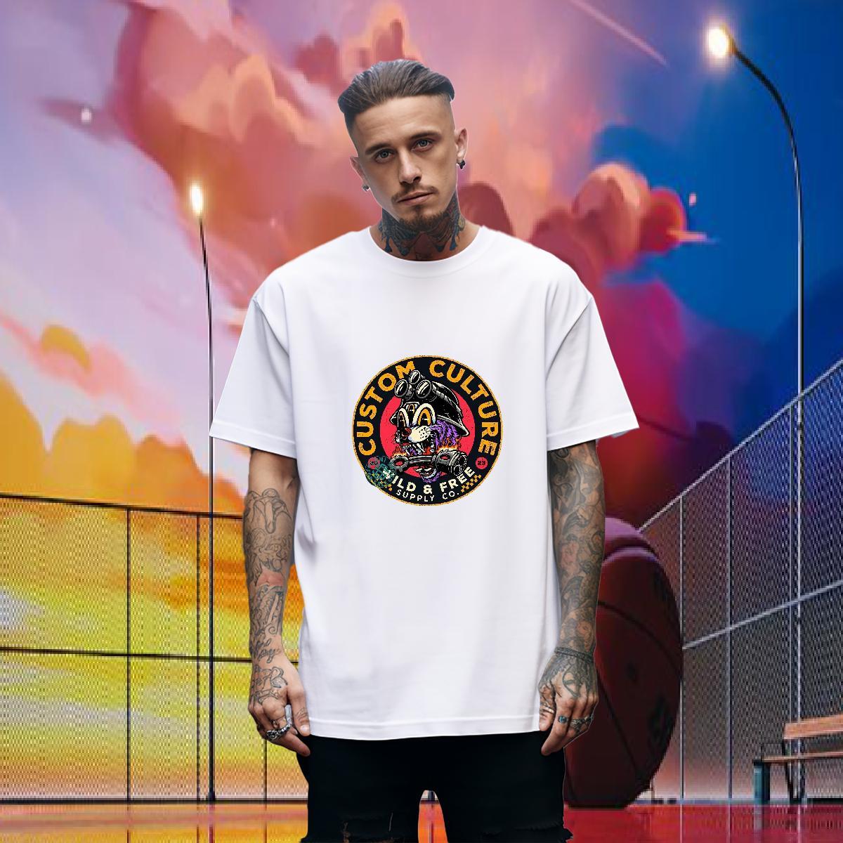 Loose Fit T-Shirts for Men 230g Cotton skull High Street Hip Hop Skull Crew Neck Breathable Men Clothes T-Shirt New Designer Wear