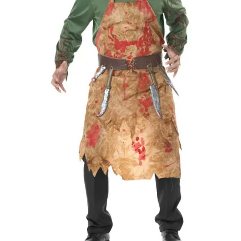 Halloween horror costume blood stained butcher European and American chef roleplaying mens 240823