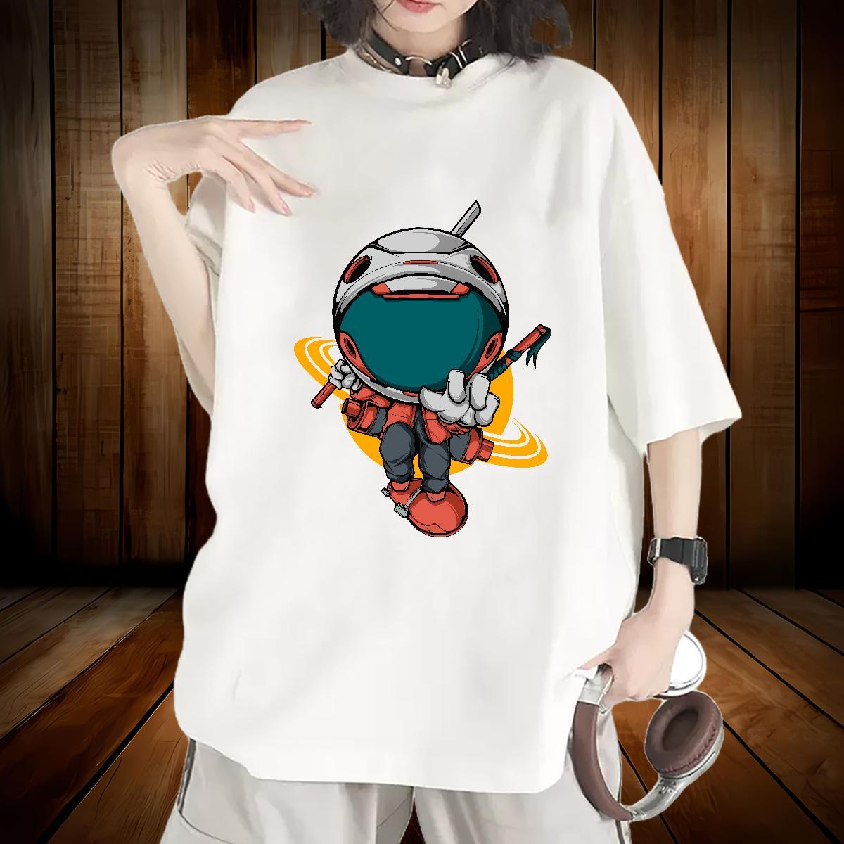 High quality Women Tshirts 230g Cotton universe Sport T shirt Short Sleeve O-Neck Black White Clothes Shirt