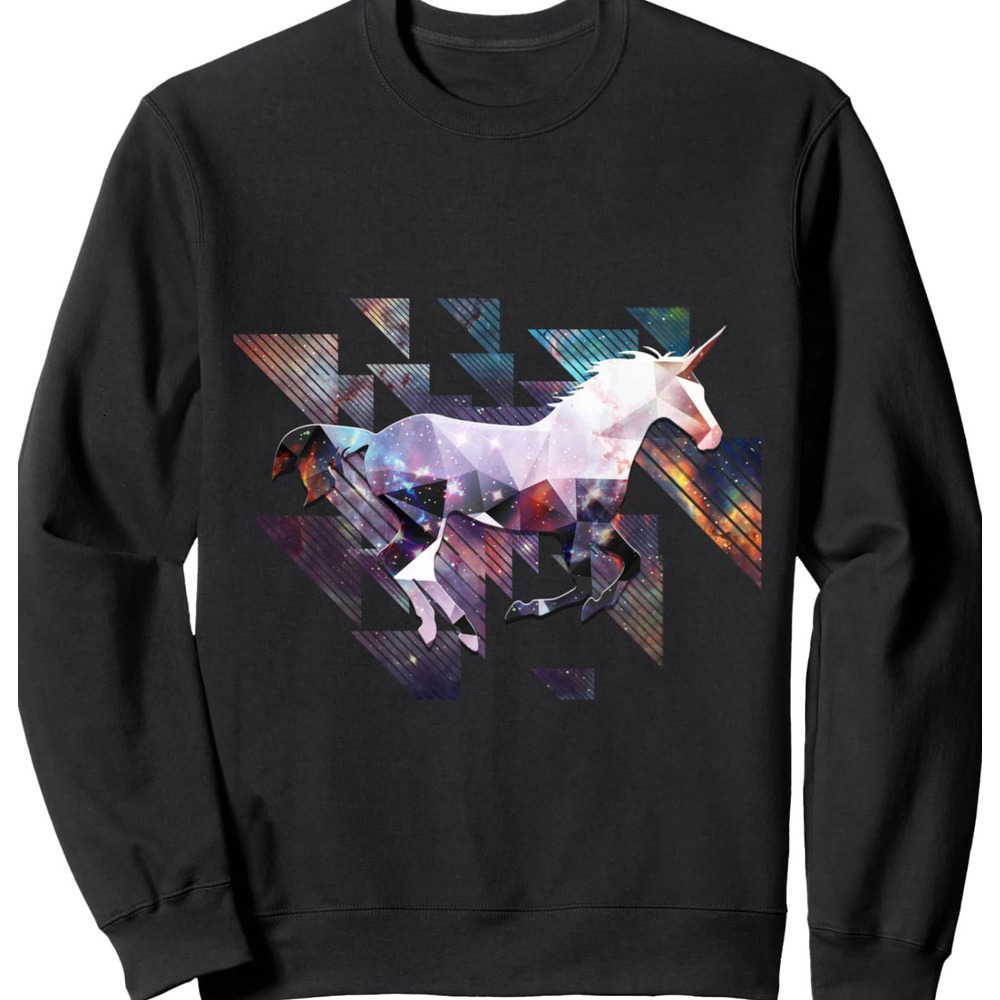 Long Sleeve Shirts for Men sweatshirt Cute Unicorn Riding in Space Silhouette Sweatshirt T shirt Tee Streetwear Casual tops clothes