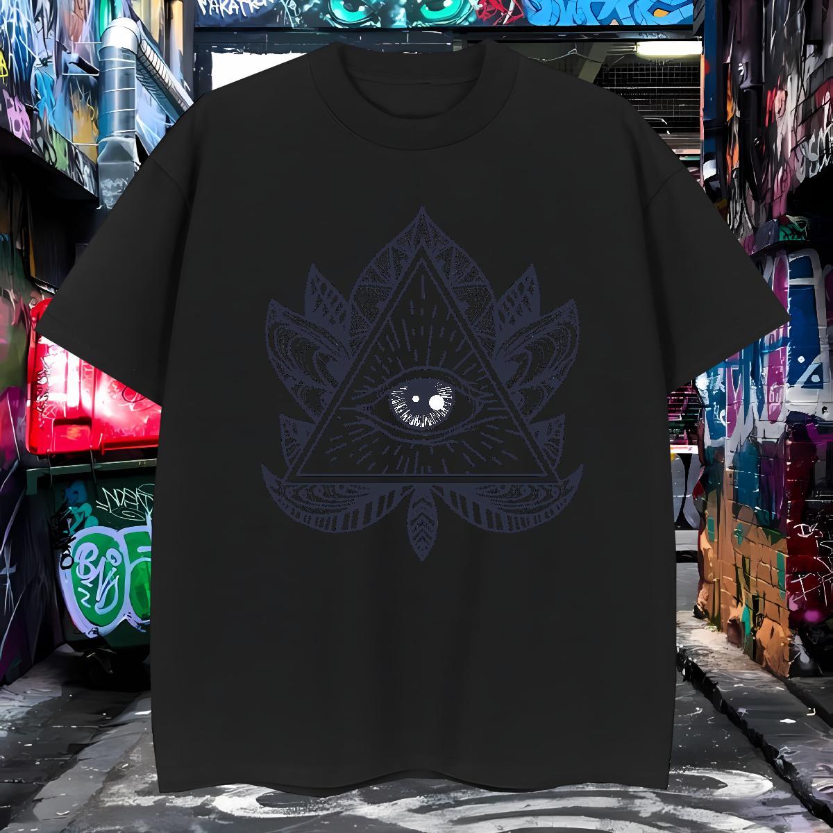 Unisex T Shirts Men 230g Cotton eye of the devil Sport Black White O-Neck Short Sleeve Men Tshirts Fashion Designer Tops