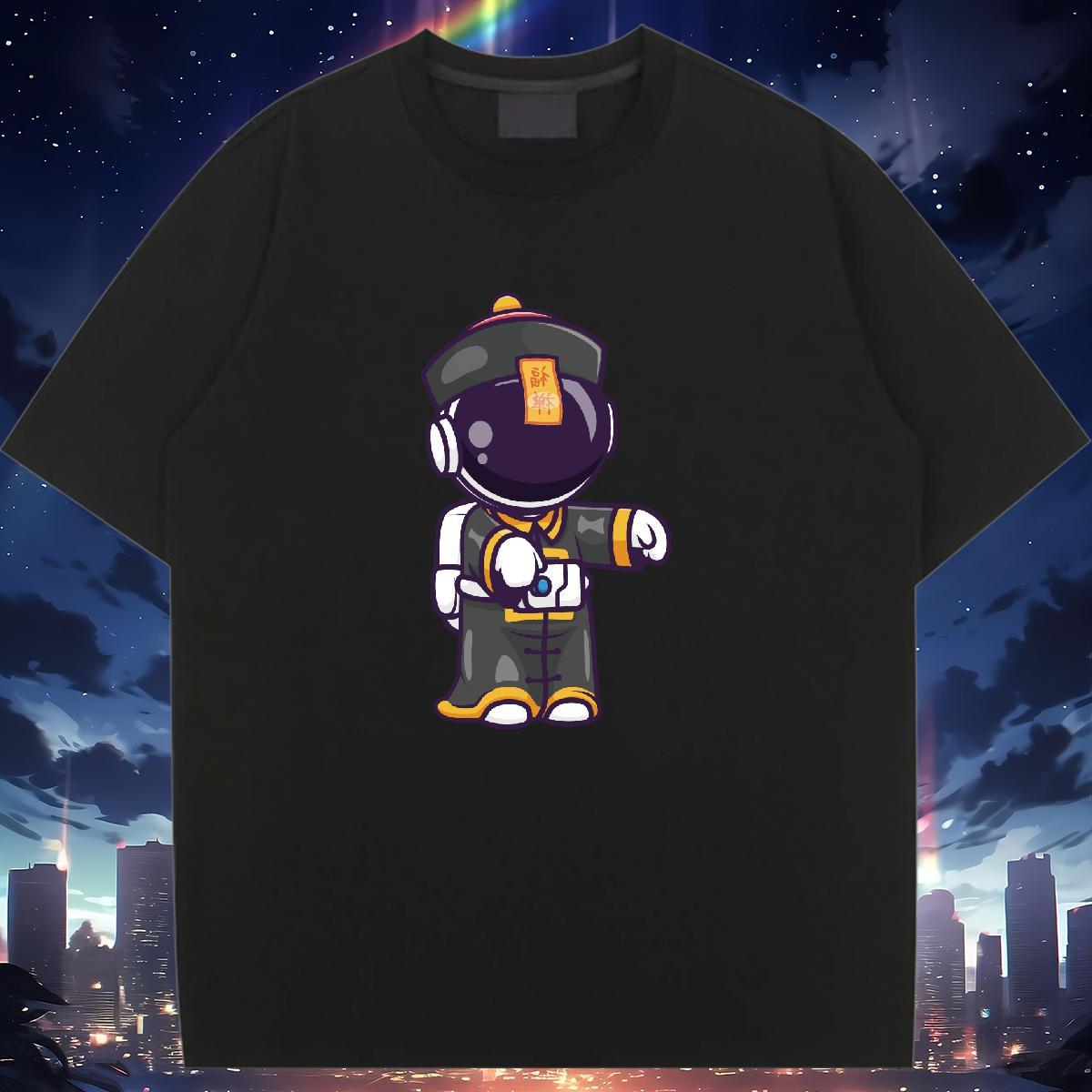 Brand Unisex Tshirts 230g 100% Cotton cosmonaut Sports Street Wear Woman T Shirts O Neck Short Sleeves DIY Anime Clothes