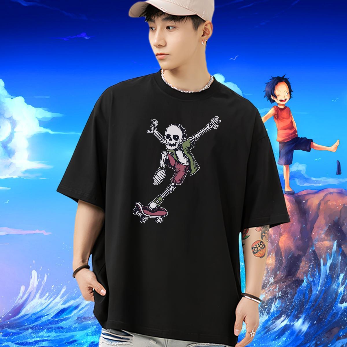 Free Shipping Men T Shirts 100% Cotton 230g skull Hip Hop Street White Plus Size Breathable Short Sleeve Men Clothes T-Shirt Factory Direct Tshirts