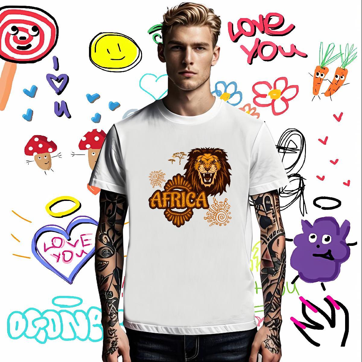 Customized Men Tshirts Africa lion Street Casual 230g 100% Cotton Tops Tees Breathable Soft Brand T-Shirts for Men DIY Printed