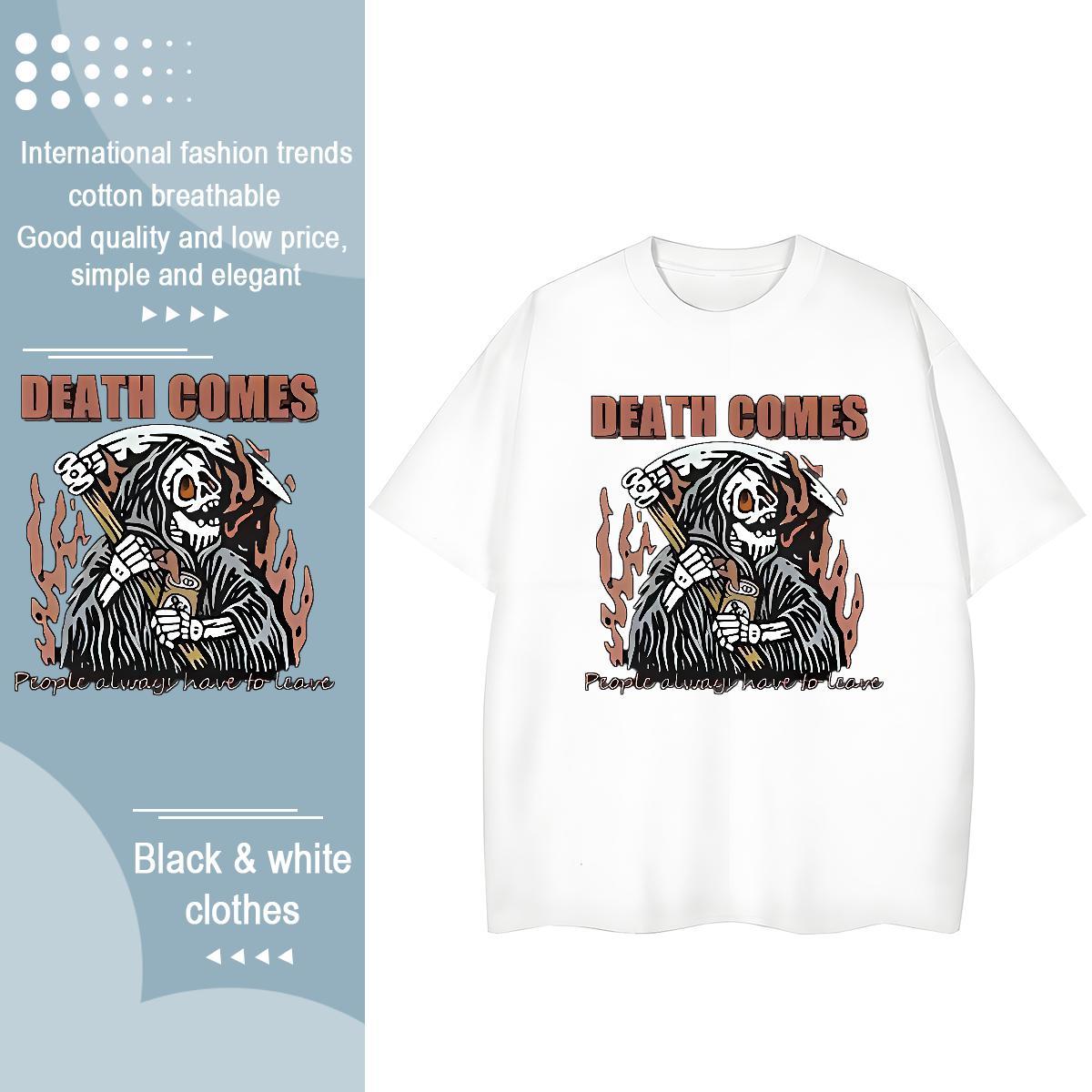 Wholesale T-Shirts for Men 230g Cotton skull Spring Summer Custom Printed O Neck Short Sleeves Couples T Shirts Stylist Clothes