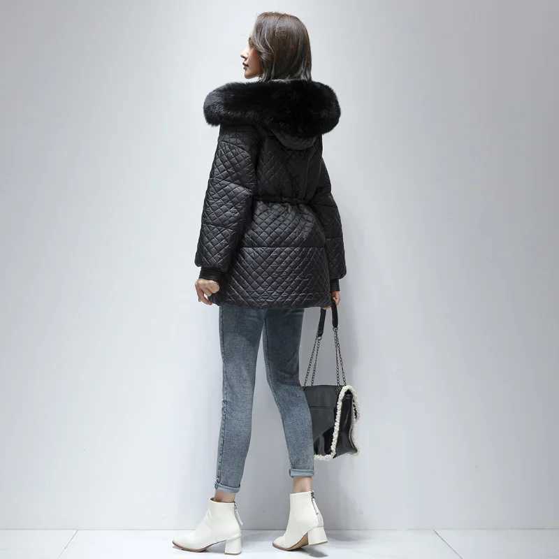 Women's Down Parkas Winter 2023 Women 90% White Duck Down Jacket Real Natural Fur Hooded Warm Thick Puffer Feather Coat Snow Outwear Y2408249BUL