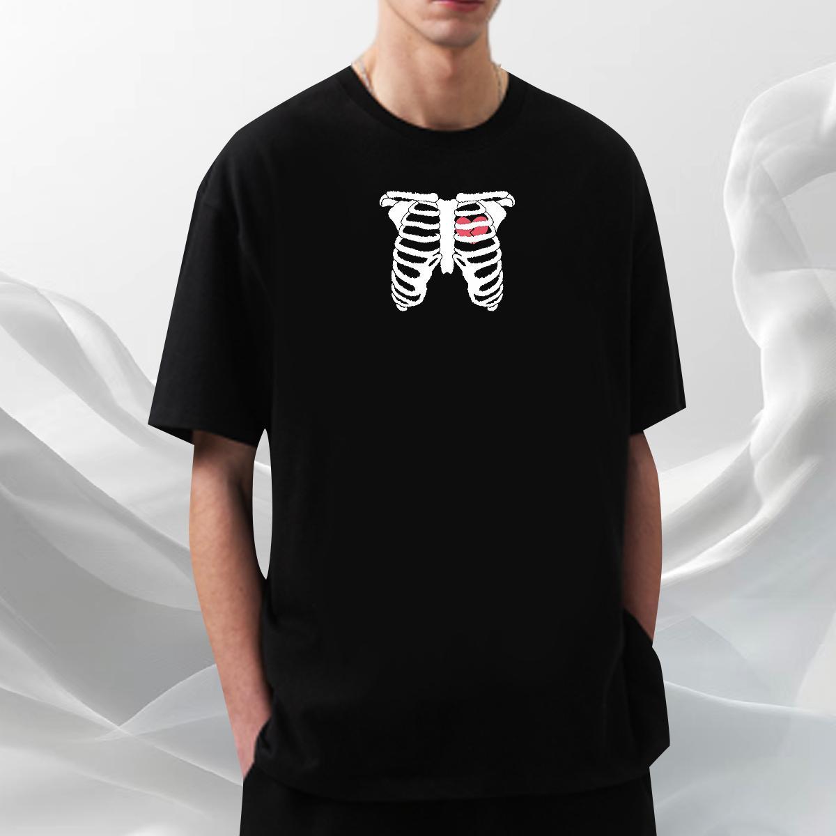 Free Shipping T-Shirts 100% Cotton 230g skull Street Black Oversized Crew Neck Breathable Couples T Shirts Classic Casual Tops Tees
