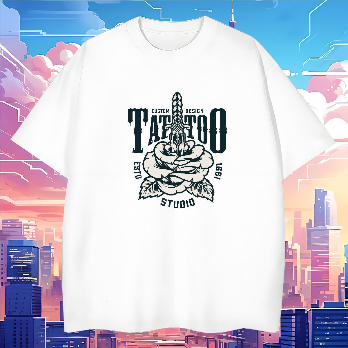 Wholesale T-Shirts for Men 100% Cotton 230g tool Anime Printing Street DIY Anime Pure Cotton Couples T Shirts Fashion Design Wear