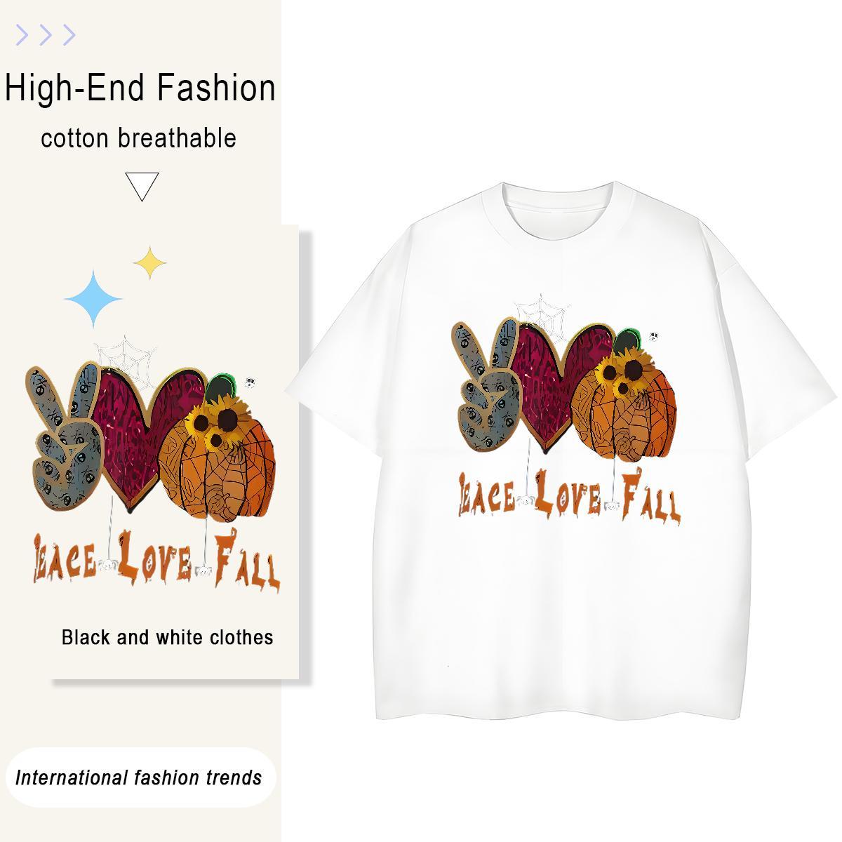 Brand Men Clothes T-Shirt halloween Casual Beach 230g Pure Cotton Tops Tees Breathable Crew Neck Popular T shirt DIY Logo Oversized