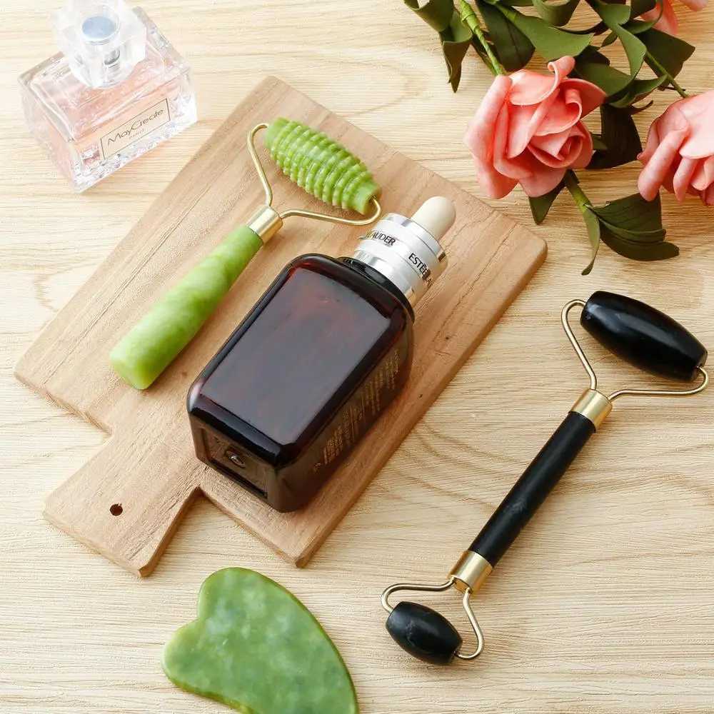 Jade Roller Facial Ridged Roller Skin Massage Tools Anti Aging and Wrinkles for Face Eye Neck Body for Lymphatic Massage CL240824