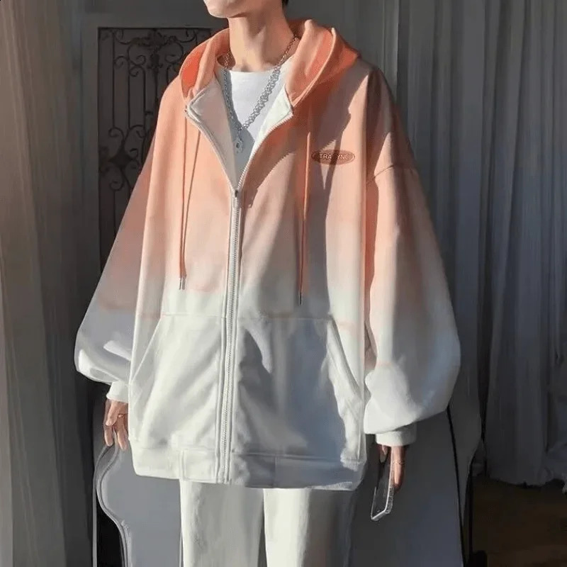 Mans Summer Sun Protection Clothing Zipper Hoodies Long Sleeve Oversize Loose Hooded Coat Y2k Korea Fashion Man Sports Top 240823