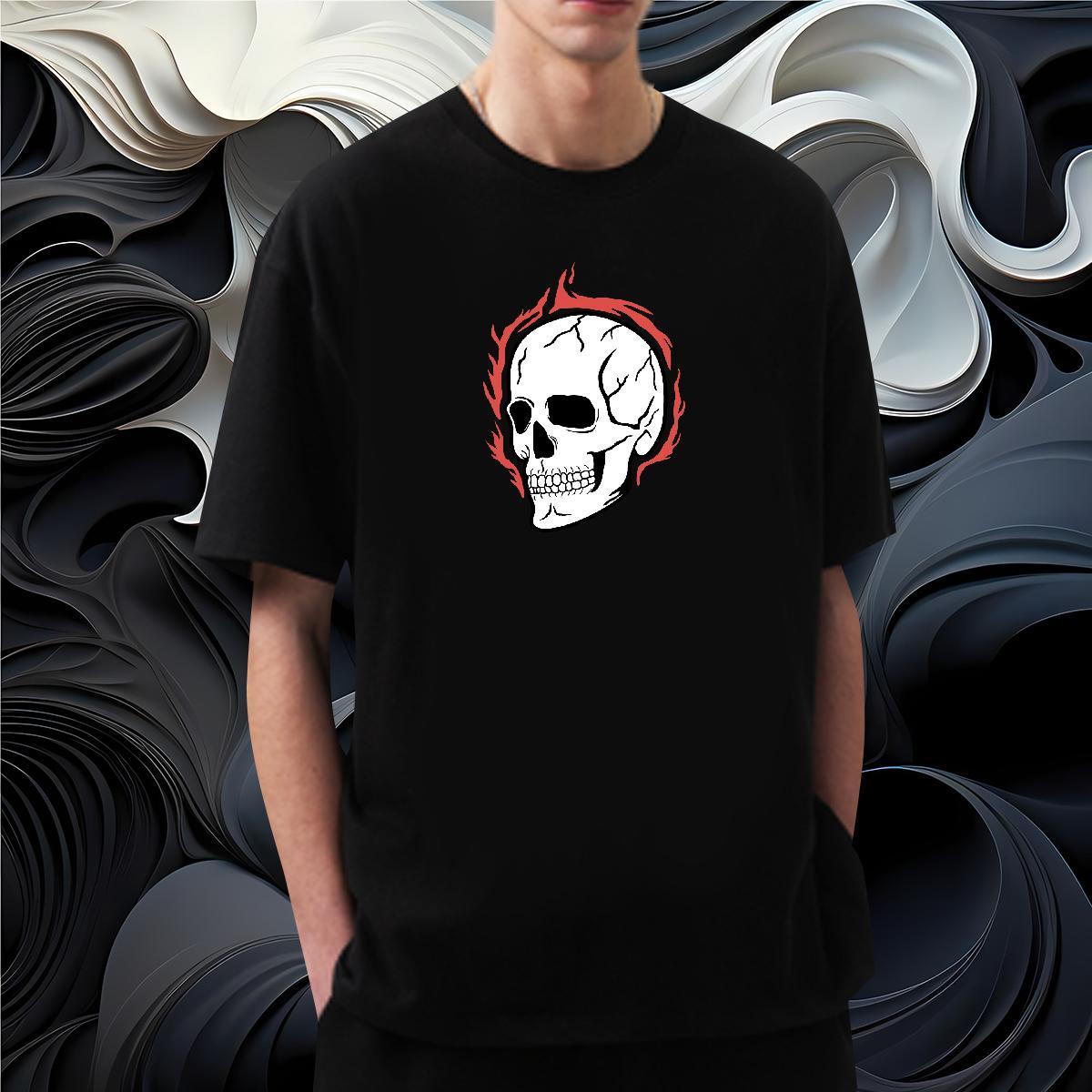 Brand T Shirts Men 100% Cotton 230g skull Casual Beach Customized Breathable Crew Neck Men Clothes T-Shirt Stylist Tee Shirt