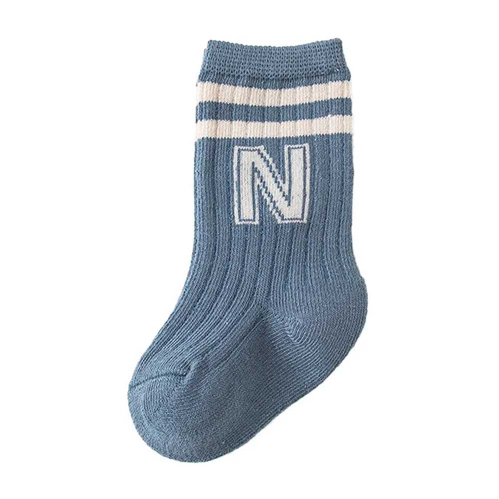 Children Boys Knit Soft Cotton Letter Socks Kids Long Knee High Socks Infant Baby Girls Cute Striped Socks Clothes Accessories CL240824