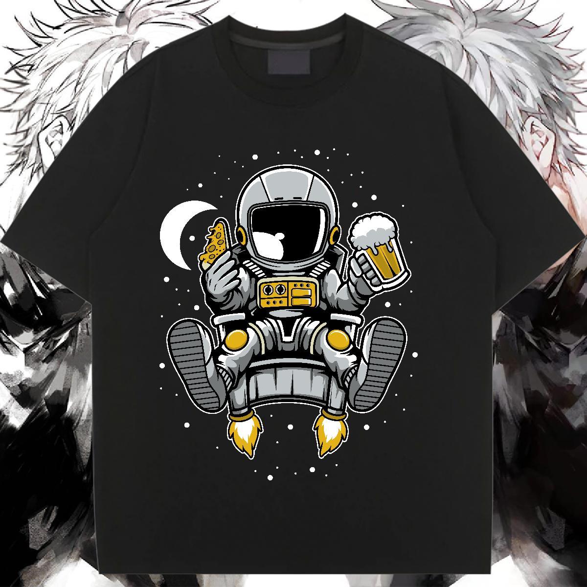 Nice Unisex Tshirts 100% Cotton 230g cosmonaut Casual Sport T-Shirts for Women Round Neck Short Sleeve Custom Print Oversized Tops