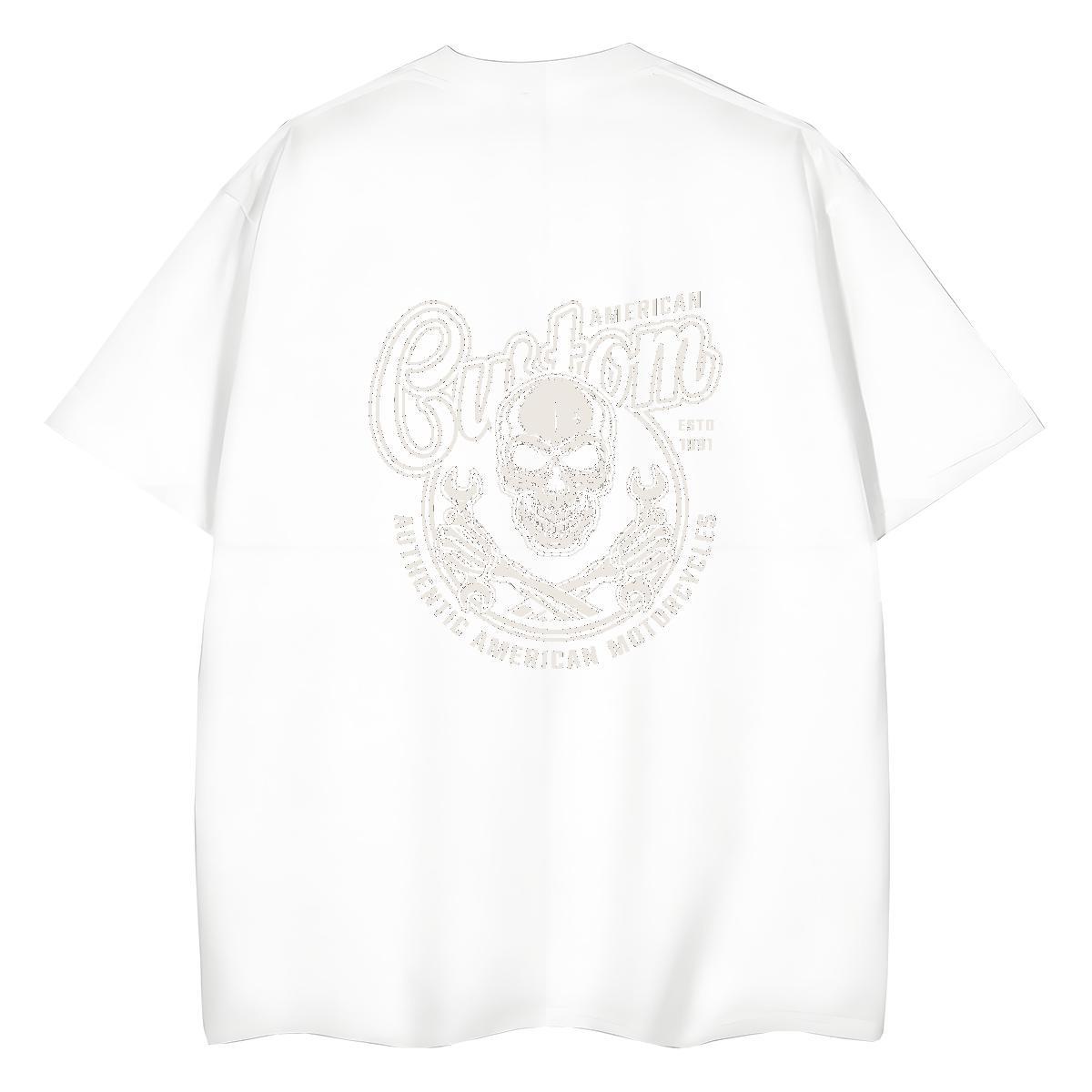Cool Design T-Shirts for Men 230g Cotton skull Casual Beach Asian Size Short Sleeve Soft Men Clothes T-Shirt Stylist Tees Shirts