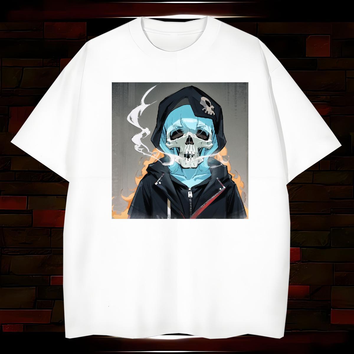TOP Quality Man T Shirts 230g 100% Cotton skull Casual Oversized 4XL Crew Neck Breathable Men Tees DIY Polos
