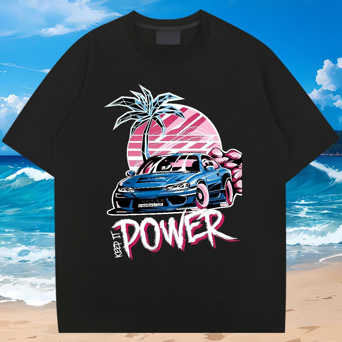 Wholesale T-Shirts 230g Cotton car Daily Outfit Cartoon Printing L-4XL Breathable Short Sleeve Tshirt for Man Woman Free Shipping Tees Shirts
