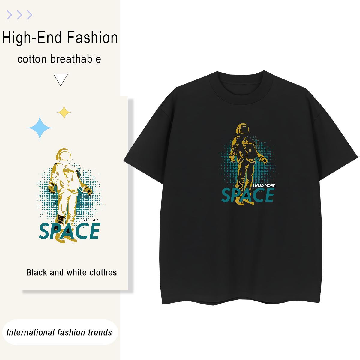 Popular Couples T Shirts 100% Cotton 230g universe Summer Casual T-Shirts for Women Breathable Cartoon Print Wear