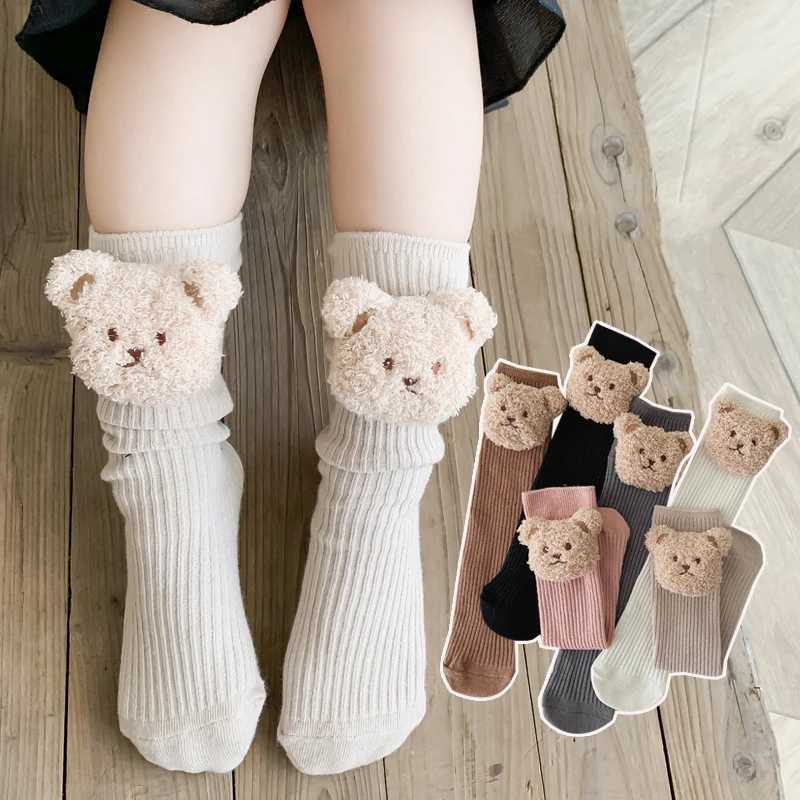 New Baby Socks Kids Toddler Boys Knee High Long Soft Cotton Cute Bear Children Socks Baby Girl Socks 2-8 Years Winter Clothes CL240824
