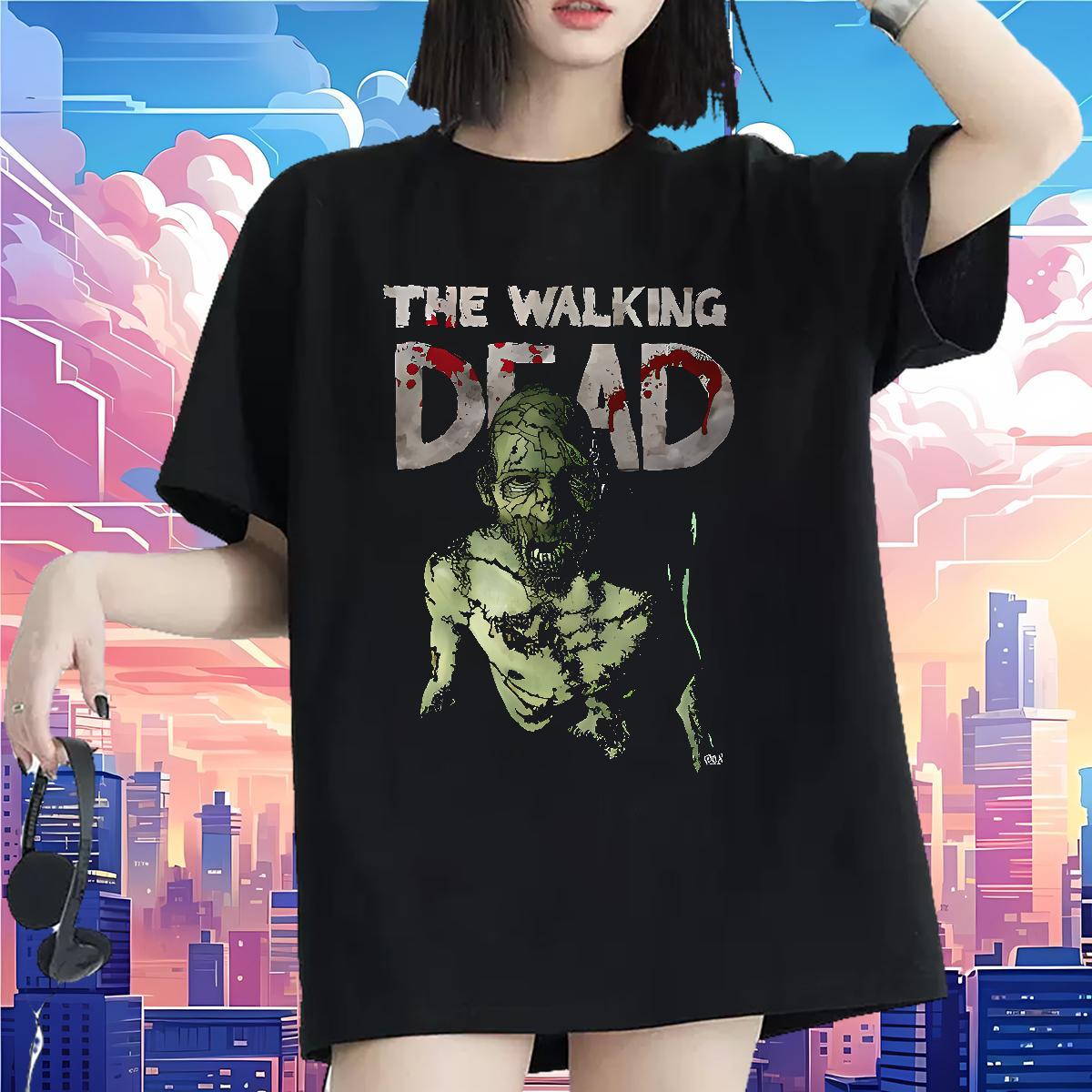 Comfortable Unisex Tshirts 230g 100% Cotton dead Home Outdoor Women T Shirts O-Neck Short Sleeve Cartoon Print Polos
