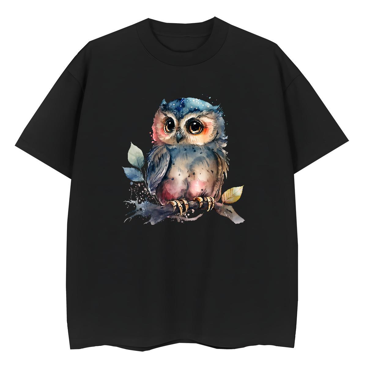 Fashion Casual Men Tshirts Owl Casual Beach 230g 100% Cotton Tee Shirt Breathable Crew Neck Brand Men T Shirts Oversized 4XL
