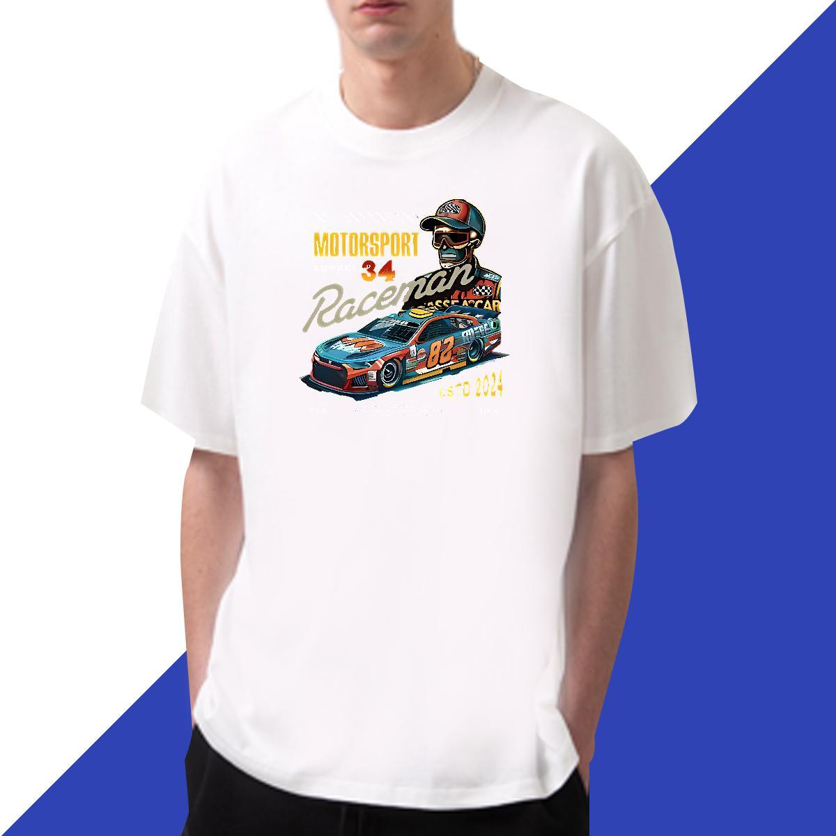 Comfortable Man T Shirts 230g Cotton skull High Street Hip Hop DIY Printed Short Sleeve O-Neck Tshirts 2024 New Tee Shirt