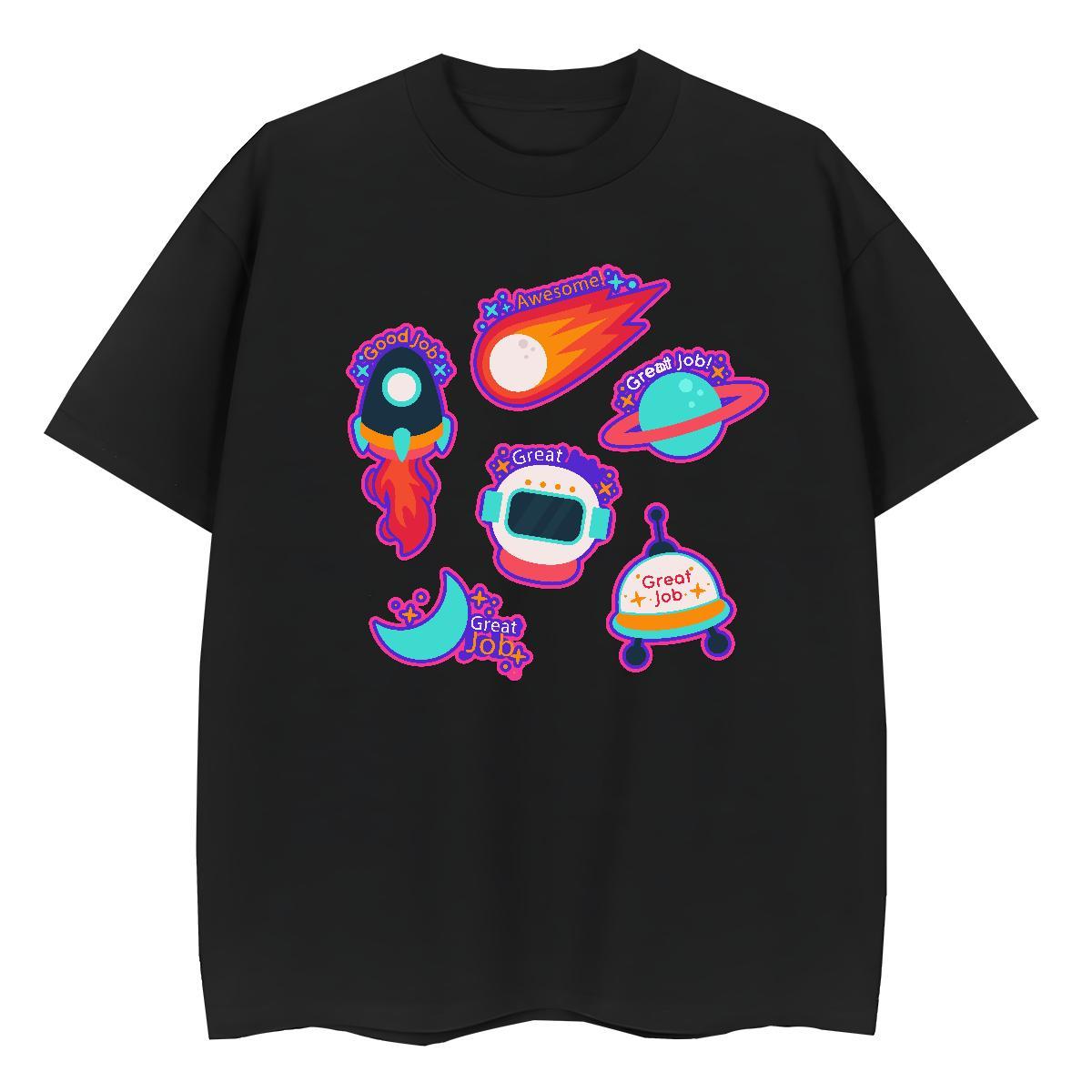 Designer Unisex Tshirts 100% Cotton 230g universe Outdoor Womens T Shirts Round Neck Short Sleeve Black Oversized Clothings
