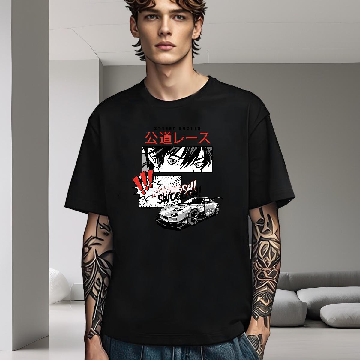 Comfortable T Shirts Men 230g Pure Cotton car Hip Hop Street DIY Logo Oversized O Neck Short Sleeves Men Tops Tees Fashion Clothings