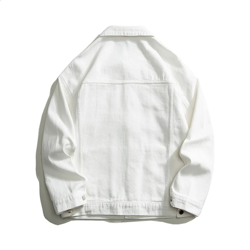Autumn Mens Super Large White Denim Jacket Street Clothing Cotton Casual Full Match High Quality Jean Coats Blue Green Black 240824