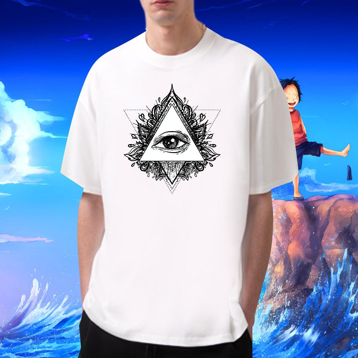 Cool T-Shirts for Men 100% Cotton 230g eye of the devil Daily Outfit Customized Print Breathable Soft Couples T Shirts DIY Customized Tees Shirts