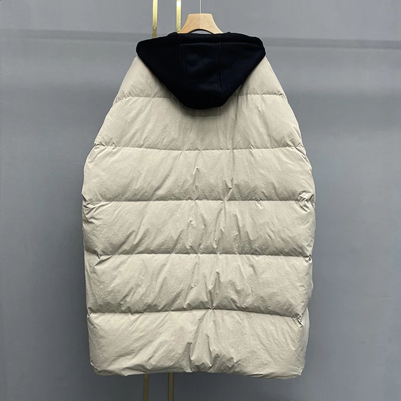 Schinteon womens white duck down jacket oversized autumn and winter warm casual with hood twopiece patch 240823