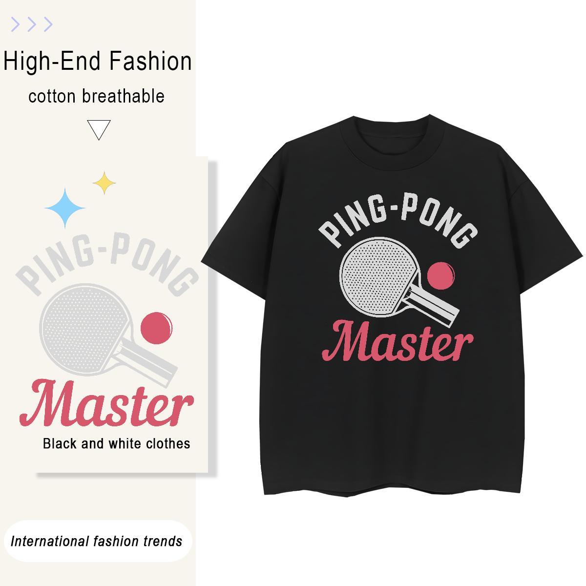 Free Shipping Lady T shirt 100% Cotton 230g PING PONG Casual Daily Wear T-Shirts Breathable Crew Neck Skull Clothes
