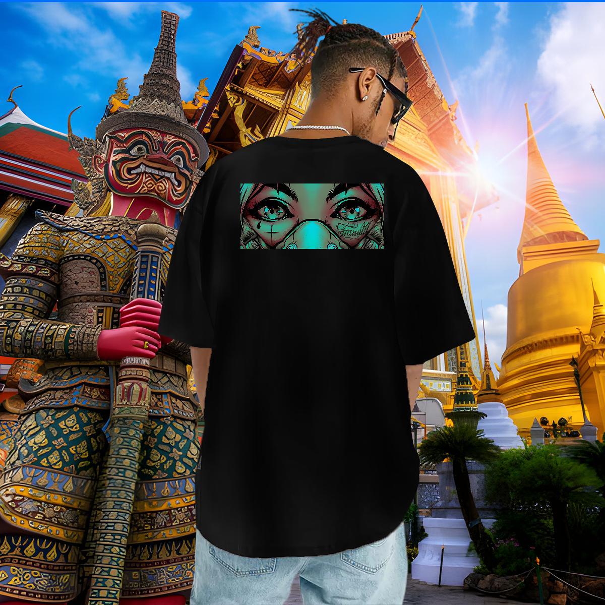 TOP Quality T-Shirts 230g 100% Cotton eyes Hip Hop Cartoon Printing L-4XL Breathable Short Sleeve Couples T Shirts Stylist Tee Shirt