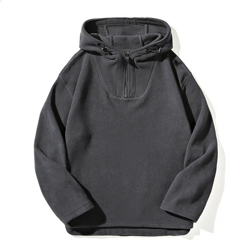 AutumnWinter Polar Wool Hoodie Half Zipper Windproof and Warm Inner Layer High Quality Outdoor Cold Coat 240823