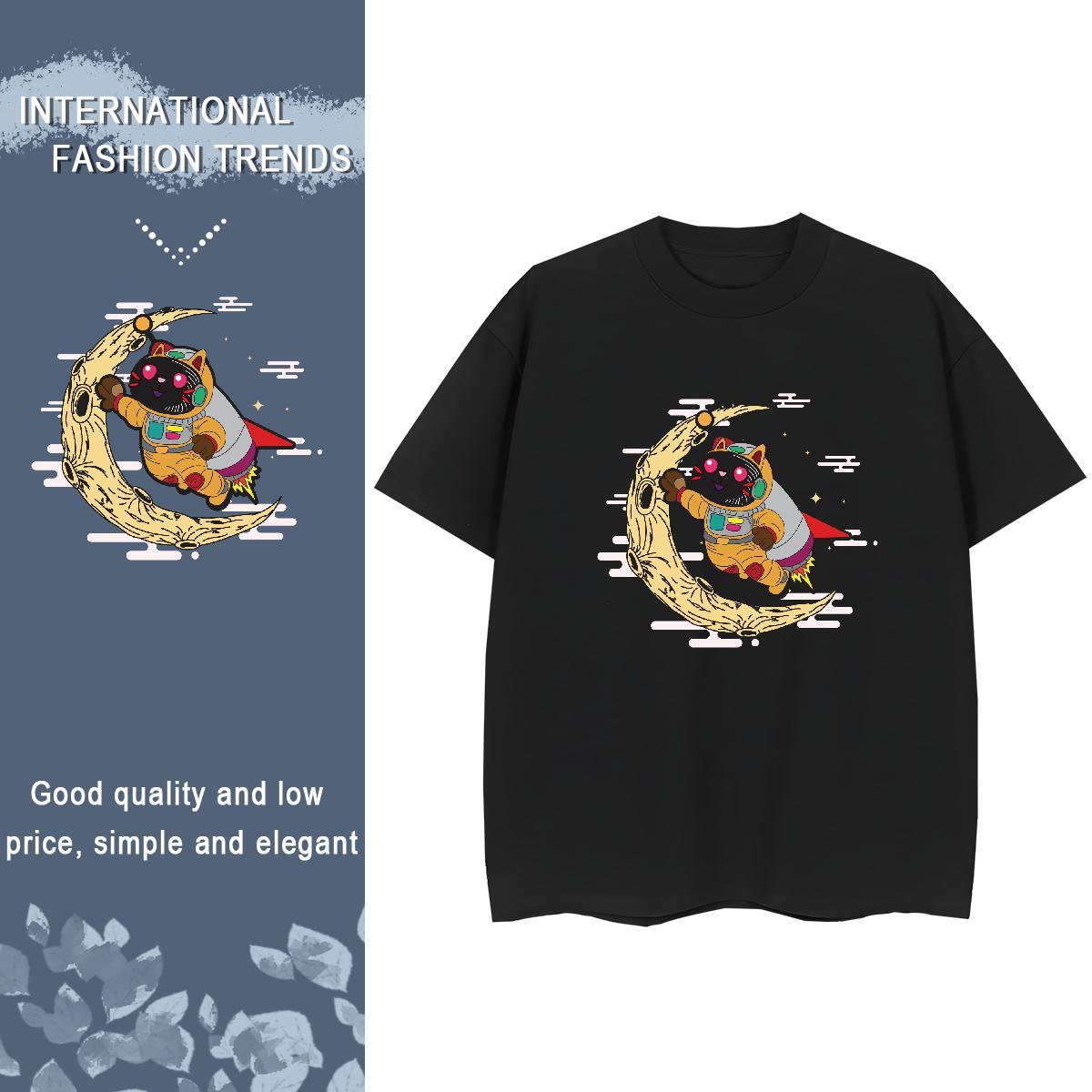 Unisex Couples T Shirts 100% Cotton 230g cosmonaut Spring Summer T Shirt For Woman O Neck Short Sleeves DIY Logo Top Tees