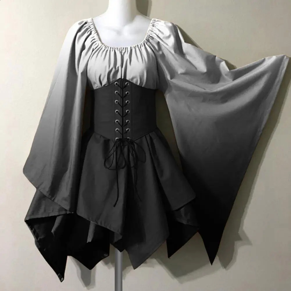 Retro 80s dress gradient color matching retro batsleeves performance stage womens Halloween roleplaying 240823