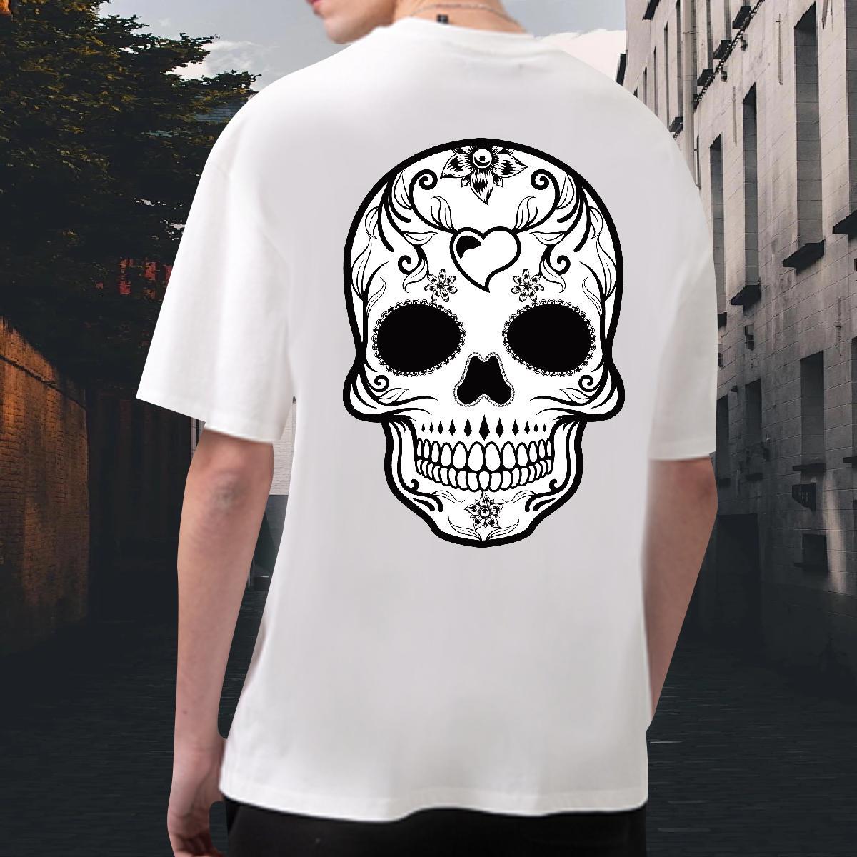 TOP Quality T-Shirts 230g Cotton skull Beach Custom Print Oversized Crew Neck Men Tshirts New Tops Shirt